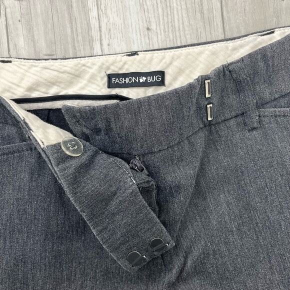 Fashion Bug Y2K Gray Mid Rise Straight Wide leg Work Dress Hemmed Pants 4 - Picture 3 of 13